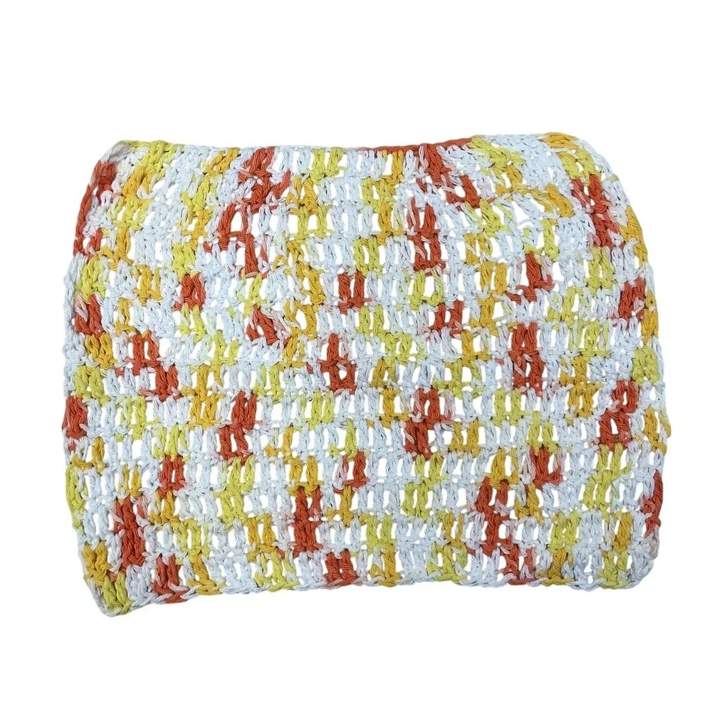 Set of Four Handmade Crochet Dishhcloths‎ Cotton Multi-Color Kitchen Spa